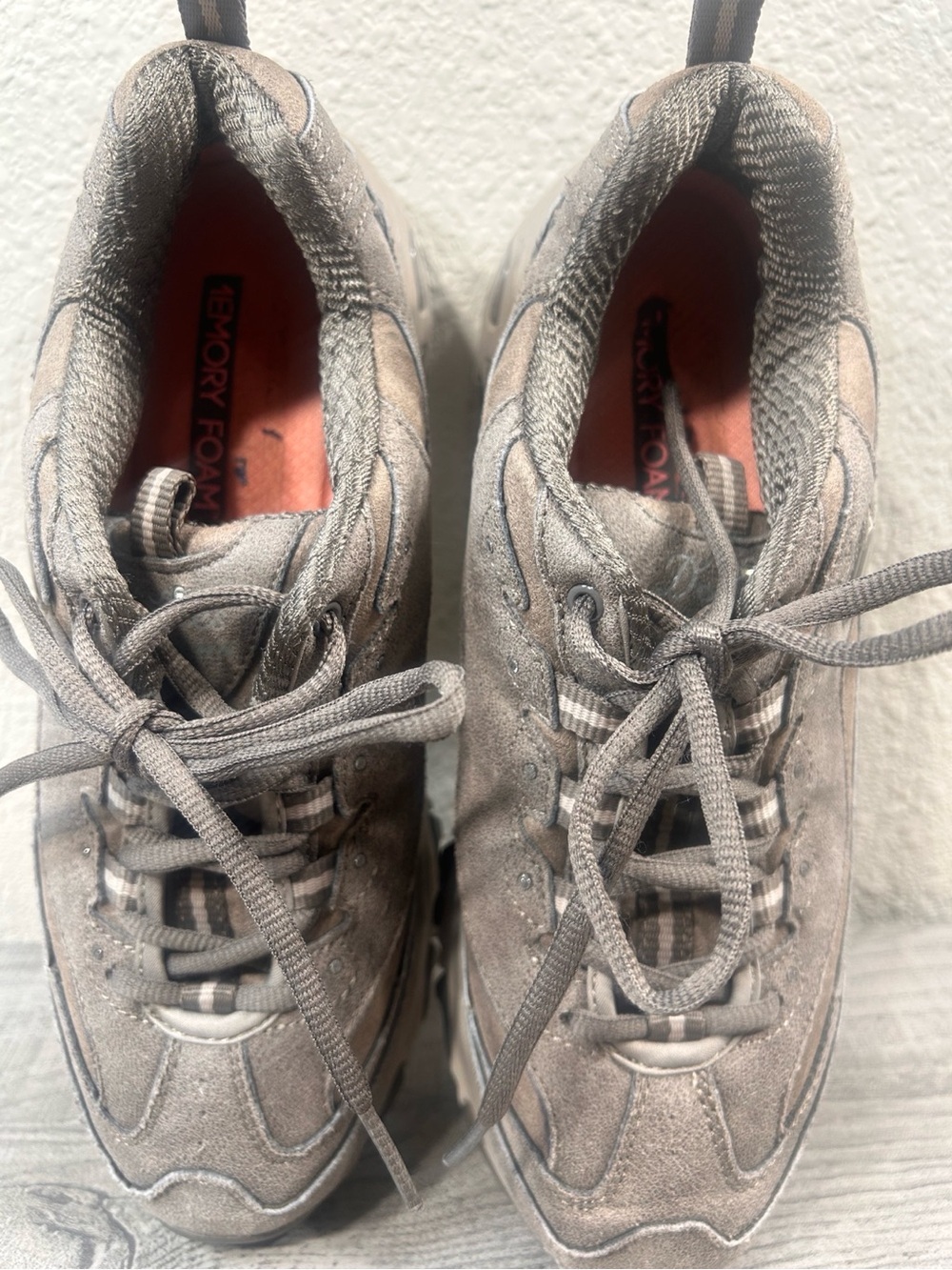 Skechers Taupe Brown Suede Mesh Lace-Up Walking Sneakers Women’s Size 10 - Picture 10 of 13